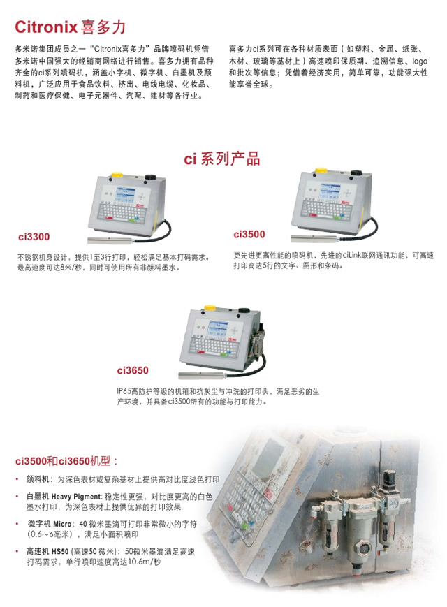 喜多力CI系列噴碼機機型比較